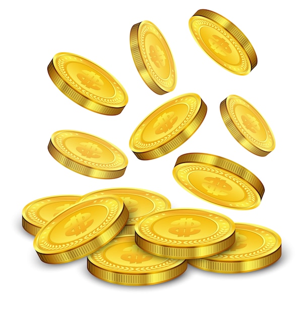 Ilustración de monedas de oro cayendo Vector Premium