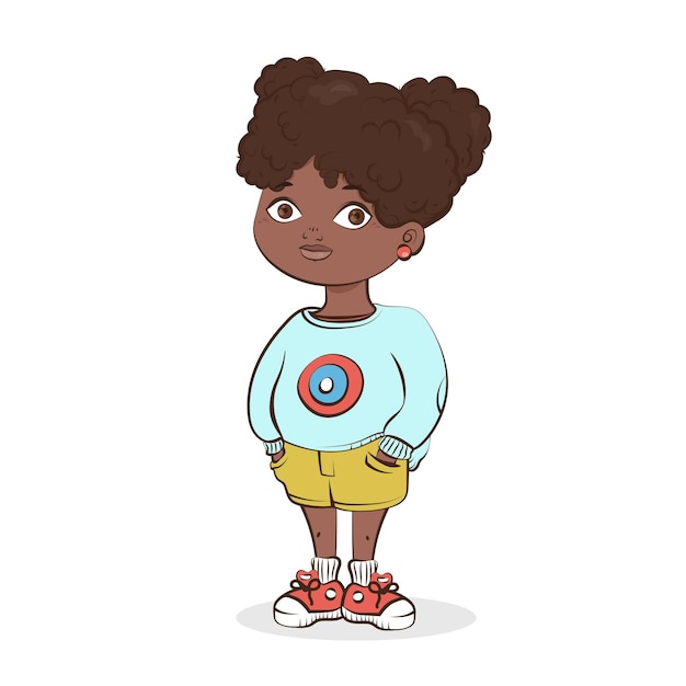 Ilustración de niña negra de dibujos animados | Vector Gratis