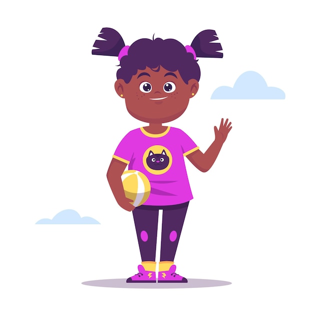 Ilustración de niña negra de dibujos animados | Vector Premium