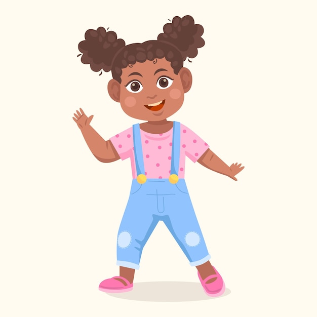 Ilustración de niña negra de dibujos animados | Vector Gratis