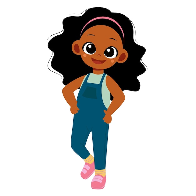 Ilustración de niña negra de dibujos animados | Vector Premium