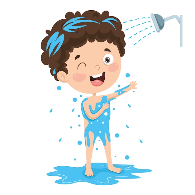 Ilustración de niño bañándose | Vector Premium