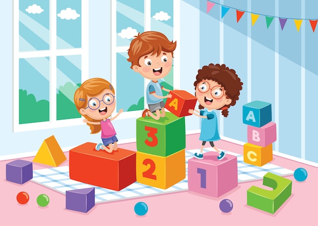 Ilustración de niños en edad preescolar | Vector Premium