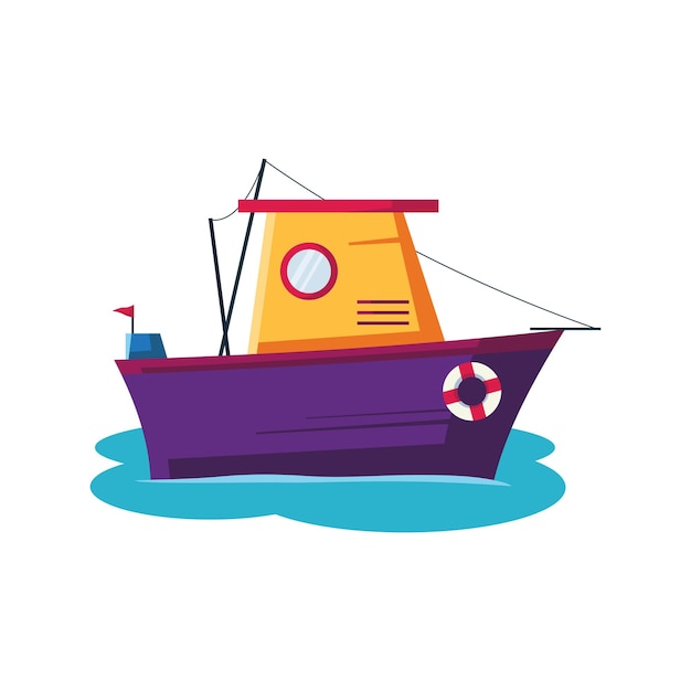 Ilustración de objeto de barco de pesca Vector Premium