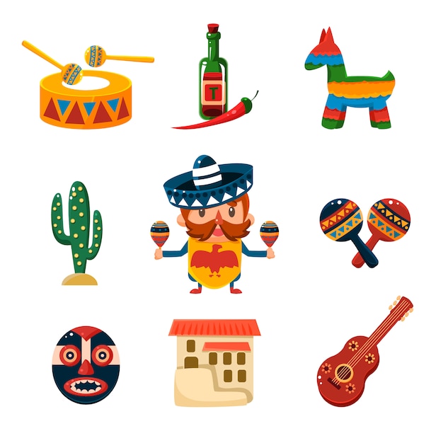 Ilustración De Objetos Mexicanos Tradicionales Vector Premium 9669