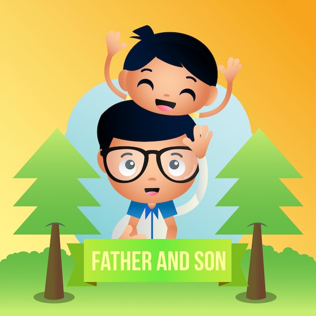 Ilustración De Padre E Hijo Vector Premium 7054