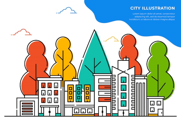 Ilustraci N De Paisaje Urbano Estilo De L Nea Delgada Vector Premium