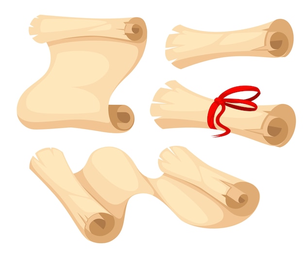 Ilustraci N De Pergamino Antiguo Rollo De Papiro Con Cinta Roja Pergaminos Antiguos Enrollados
