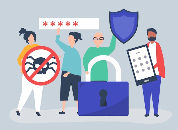 Ilustración De Personas Con Iconos De Privacidad Y Seguridad Vector Gratis 6800