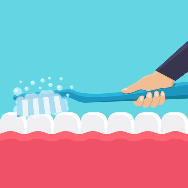 Ilustración Plana De Cepillarse Los Dientes | Vector Premium