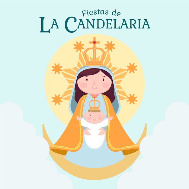 Ilustración plana dia de la candelaria Vector Gratis