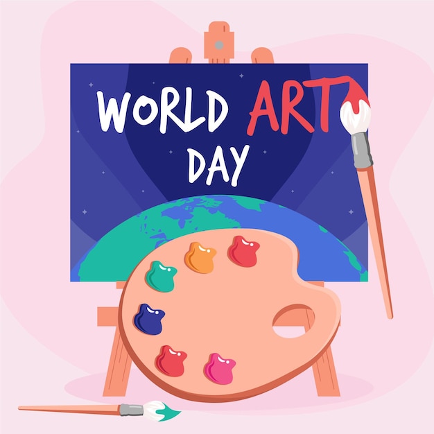 Ilustracion Plana Del Dia Mundial Del Arte Vector Premium