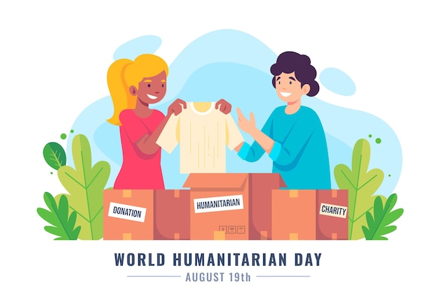 Ilustración plana del día mundial humanitario Vector Gratis