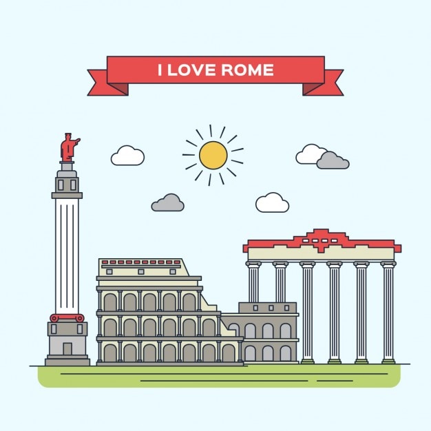 Ilustración Plana De Roma Vector Gratis 7471