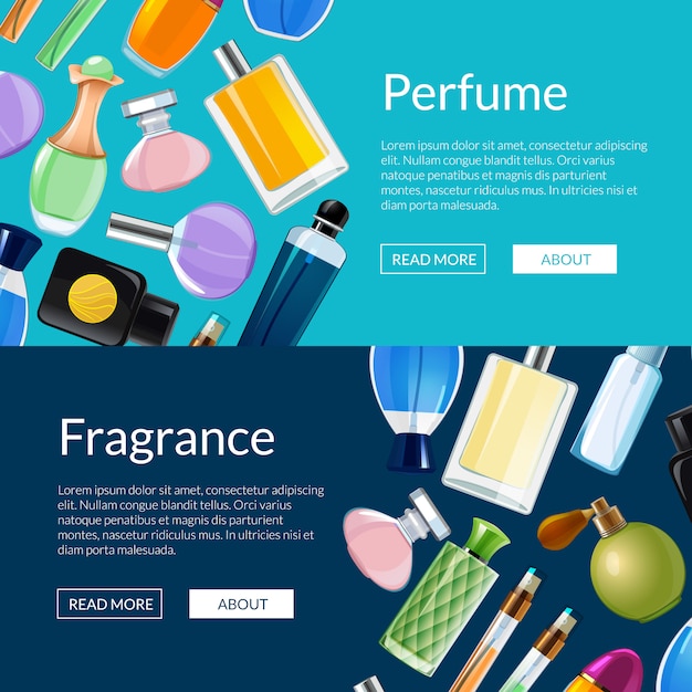 Ilustración De Plantillas De Banner De Web De Botellas De Perfume De ...