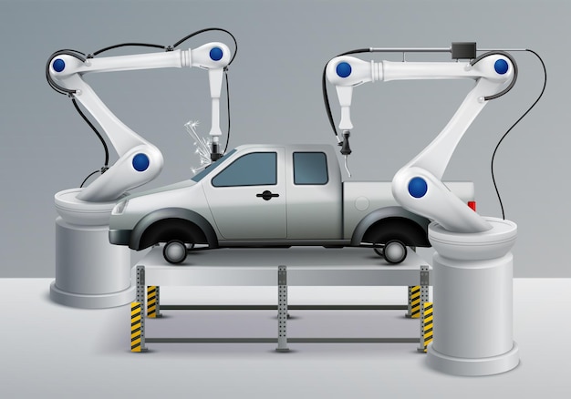 Sectores económicos 
sectores de la economia
sector secundario de la economía
sector secundario


Ilustración realista de brazo robótico con elementos de fabricación de automóviles vector gratuito