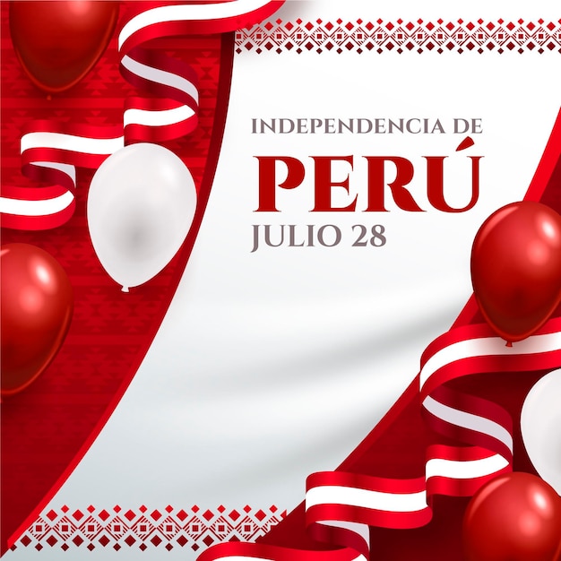 Ilustración realista de fiestas patrias de peru. Vector Gratis