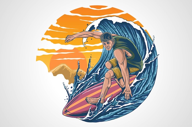 Ilustración De Surf Vector Premium