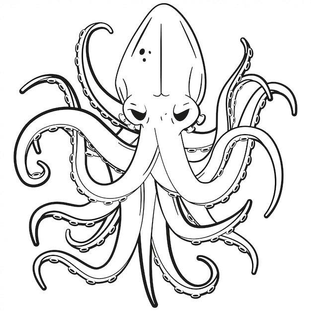 Ilustración De Tatuaje De Pulpo Aislado En Un Fondo Blanco. | Vector ...