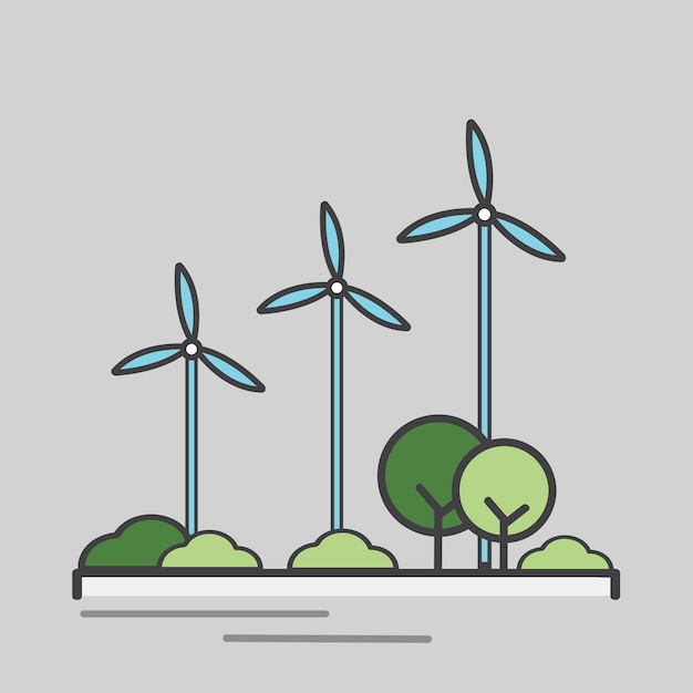 Ilustración De Una Turbina De Viento De Generación De Energía Vector