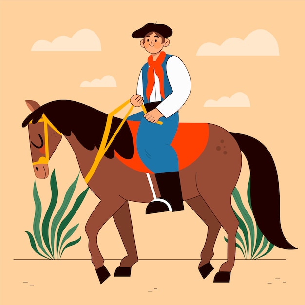 Ilustración de vaquero gaucho en estilo dibujado a mano Vector Gratis