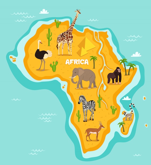 Ilustración de vector de animales salvajes africanos | Vector Premium