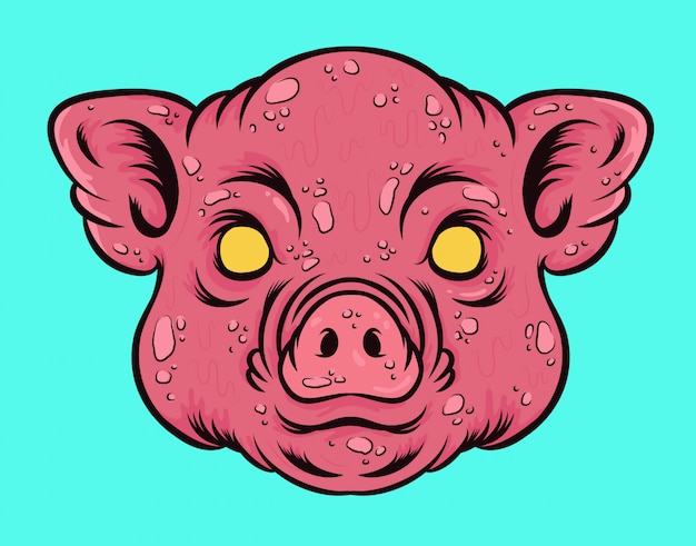 Ilustración De Vector De Cabeza De Cerdo Vector Premium