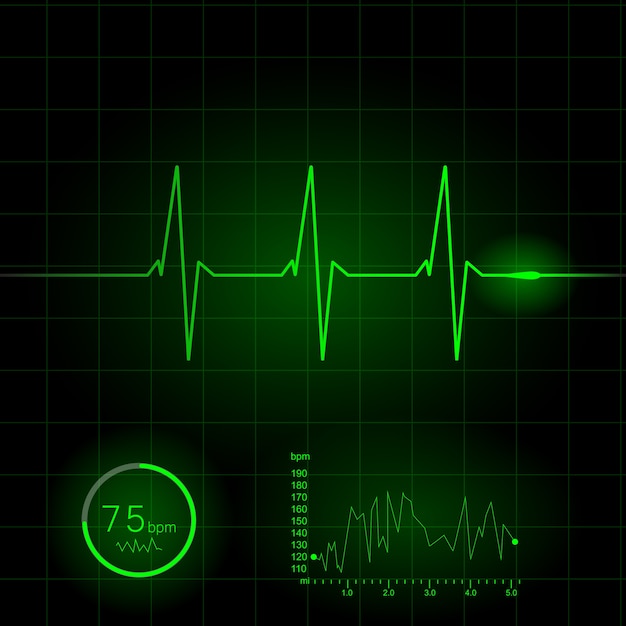 Ilustración de vector de cardiograma de corazón | Vector Premium