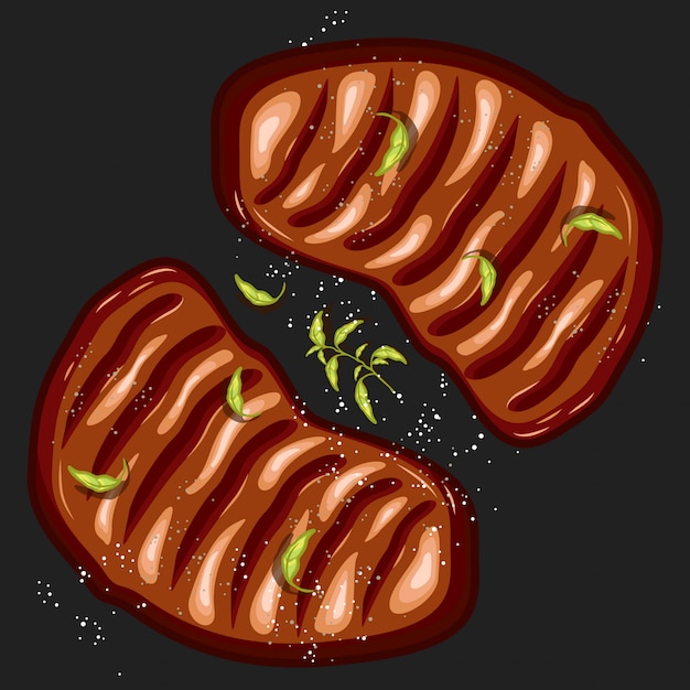 Ilustración de vector de doble bistec Vector Premium