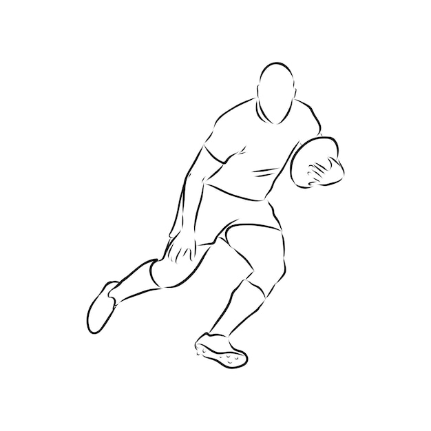 Ilustración De Vector De Jugador De Rugby Hombre Corriente Con Pelota En Las Manos Equipo De 3200