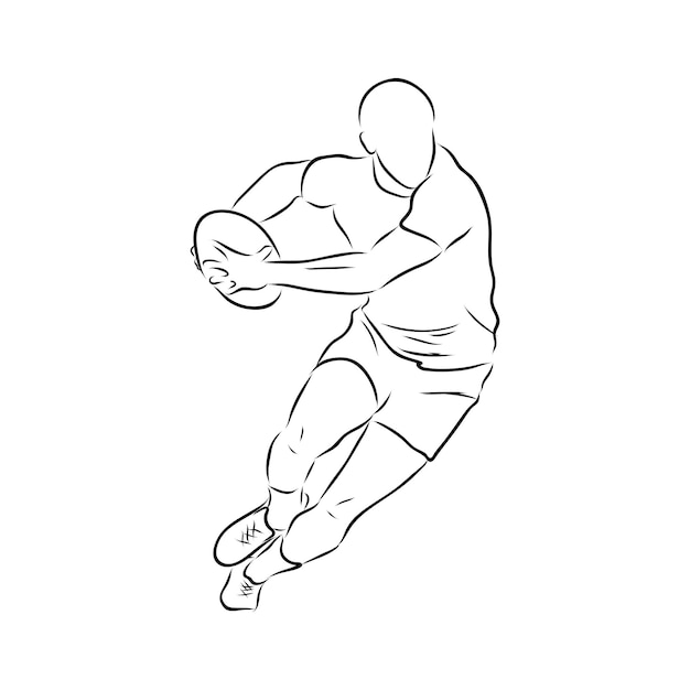 Ilustración De Vector De Jugador De Rugby Hombre Corriente Con Pelota En Las Manos Equipo De 4236