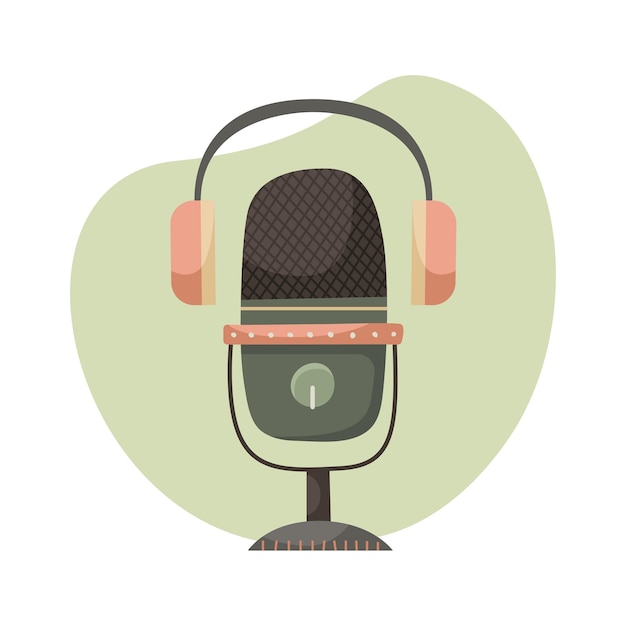 Ilustraci N De Vector De Un Micr Fono Para Un Podcast Con Auriculares