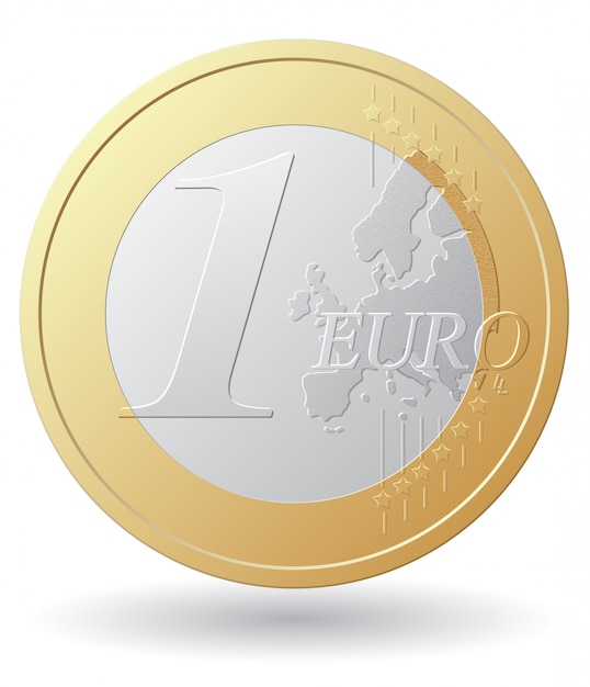 Ilustración de vector de moneda de un euro Vector Premium