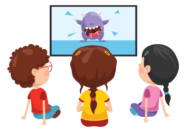 Ilustración de vector de niño viendo televisión | Vector Premium