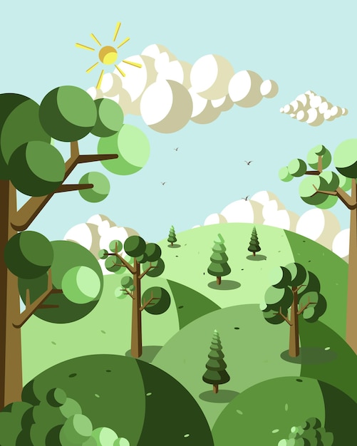 Ilustración De Vector De Paisaje Natural Vector Premium 8289