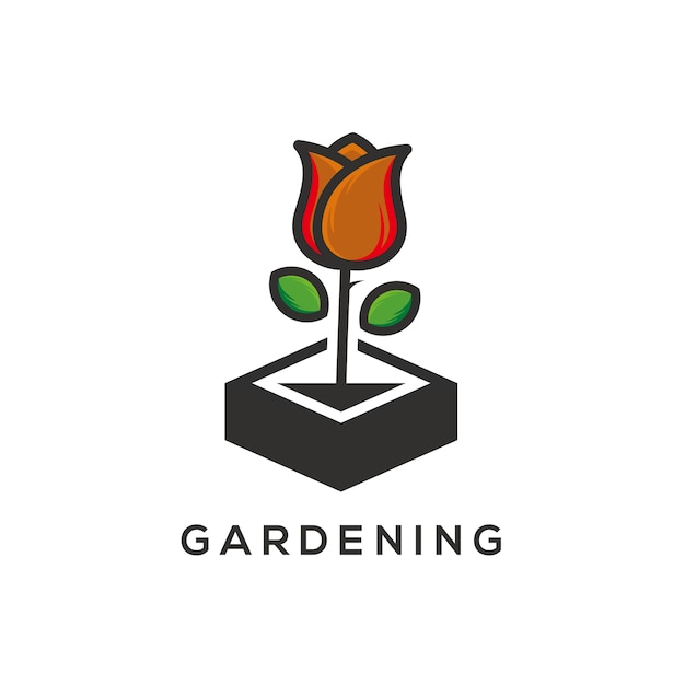 Ilustración de vector de plantilla de logo de jardinería | Vector Premium