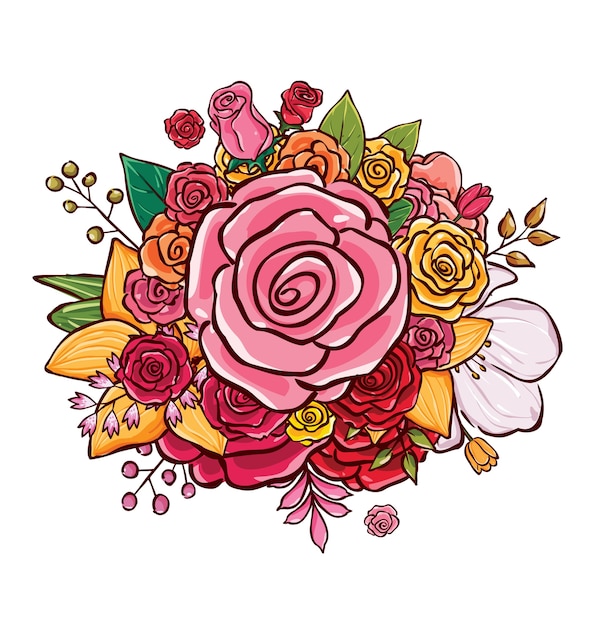 Ilustración De Vector De Ramo De Flores Vector Premium 