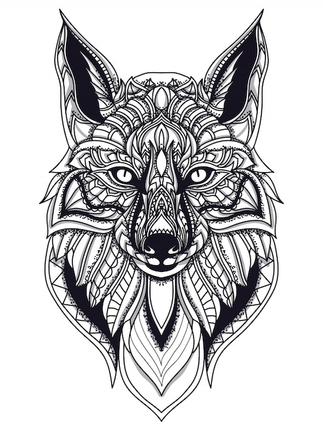 Download Ilustración de vector de zentangle fox line art | Vector ...