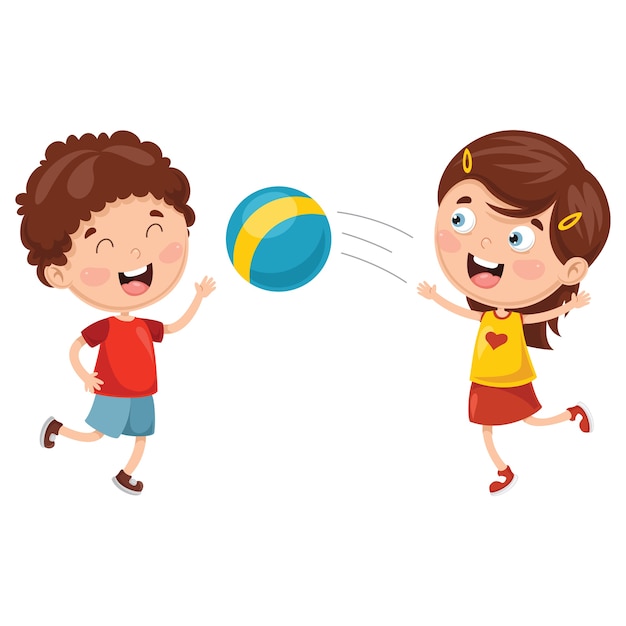 Ilustración vectorial de niños jugando con pelota | Vector ...