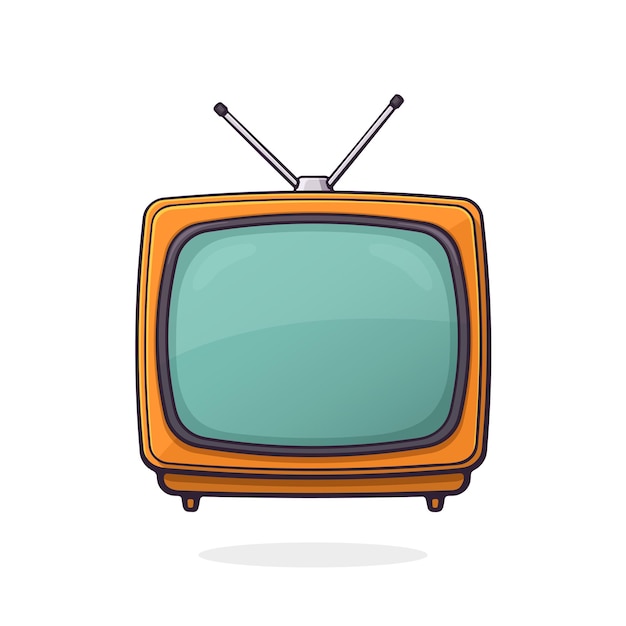 Ilustración Vectorial Tv Retro Analógica Con Antena Y Cuerpo De Plástico Naranja Vector Premium