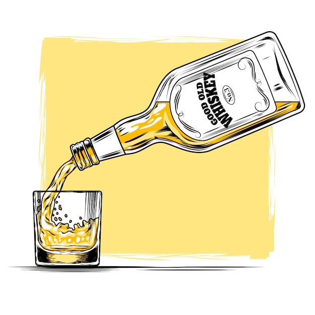 Ilustración vectorial de whisky y vidrio | Vector Gratis