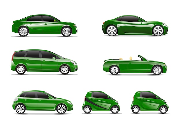 Imagen Tridimensional Del Coche Verde Aislada Sobre Fondo Blanco Vector Gratis