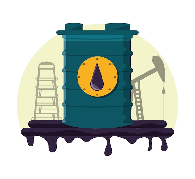 Industria Petrolera Con Barril | Vector Premium