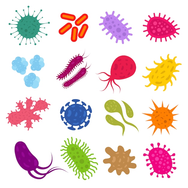 Infecciones bacterias y virus pandémicos vector iconos de ...