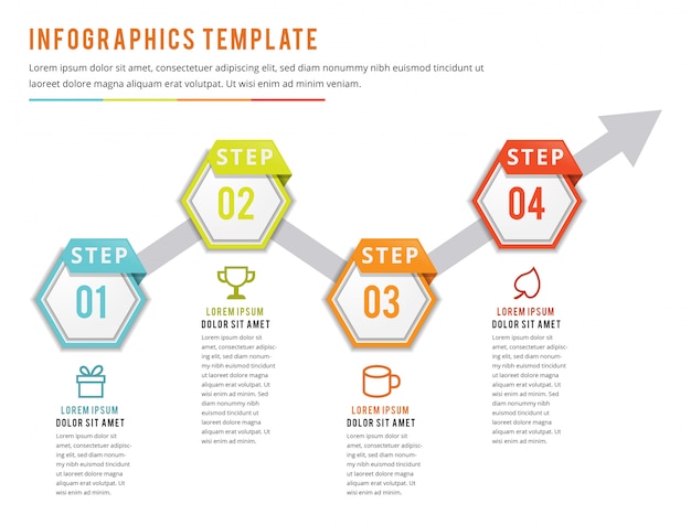 Infografía con cuatro pasos Vector Premium