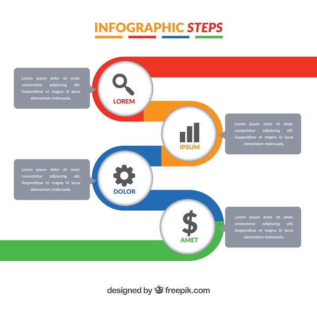 Infograf A Por Fases Plana Con Estilo Colorido Vector Gratis