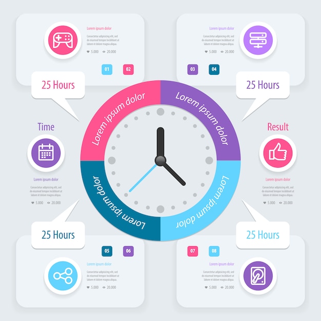 Infografía de gestión del tiempo  Vector Premium