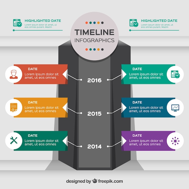 Infograf A De L Nea De Tiempo Con Colores En Dise O Plano Vector Premium