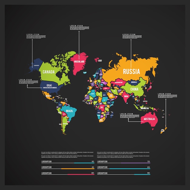 Infograf A Con Mapa Del Mundo Multicolor Vector Gratis