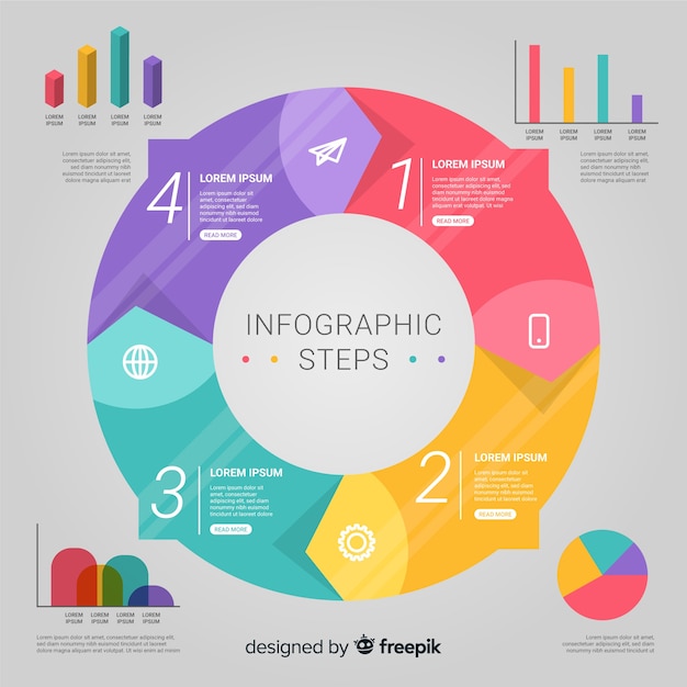 Infograf A Por Pasos Vector Gratis